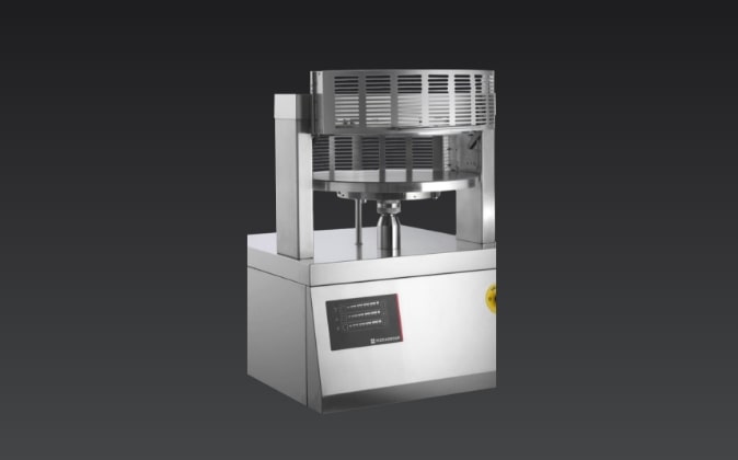 commercial dough press for flattening and shaping dough discs