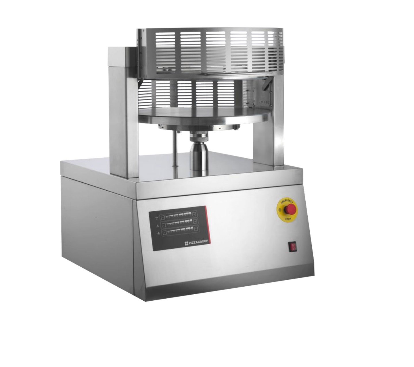 commercial dough press with stainless steel frame and heated Sineflon A plates
