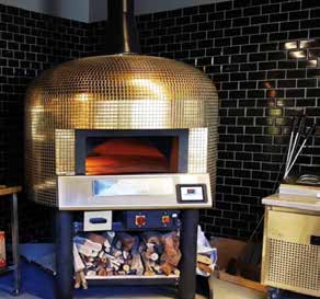 MAM Napoli professional pizza oven with gold mosaic tile dome, handcrafted in Modena, Italy