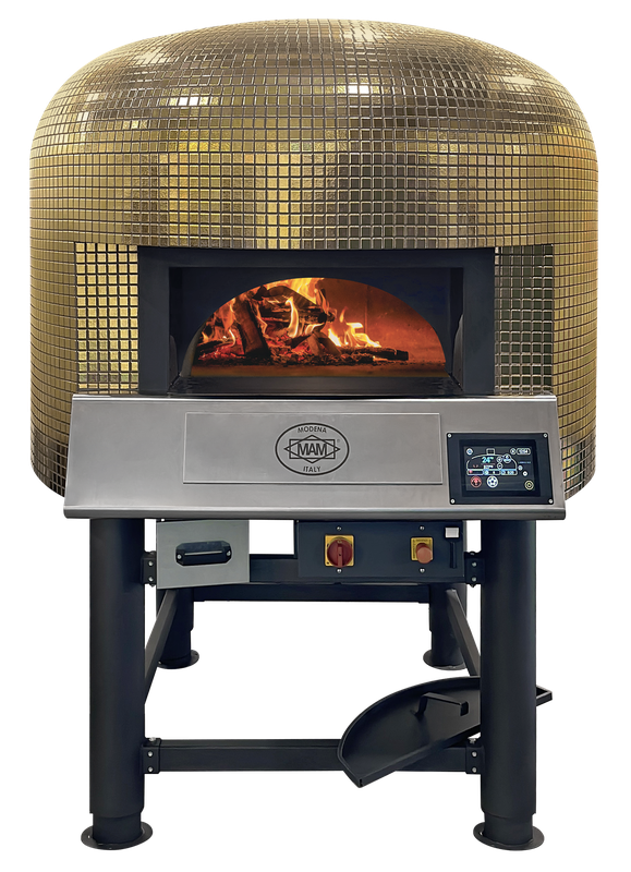 MAM Napoli Rotante 145cm high-capacity rotating pizza oven with white mosaic finish
