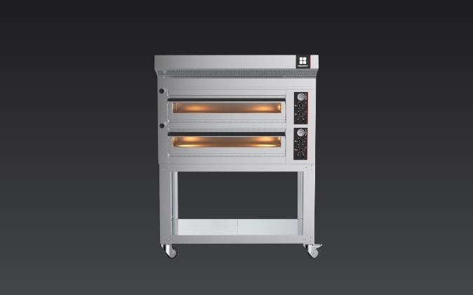 Pyralis HP electric deck oven with double glass door and refractory stone baking surface