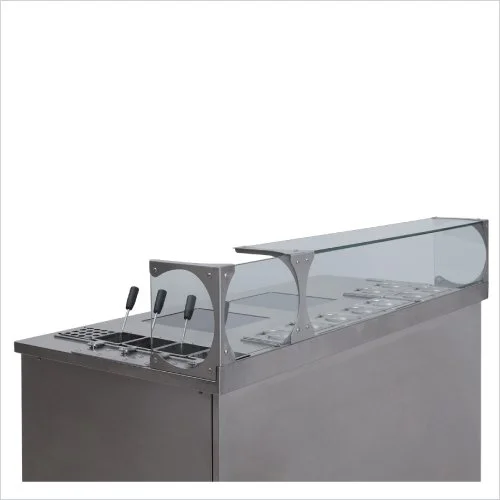Italgi Pasta Idea workstation with protective front glass for show-cooking installations
