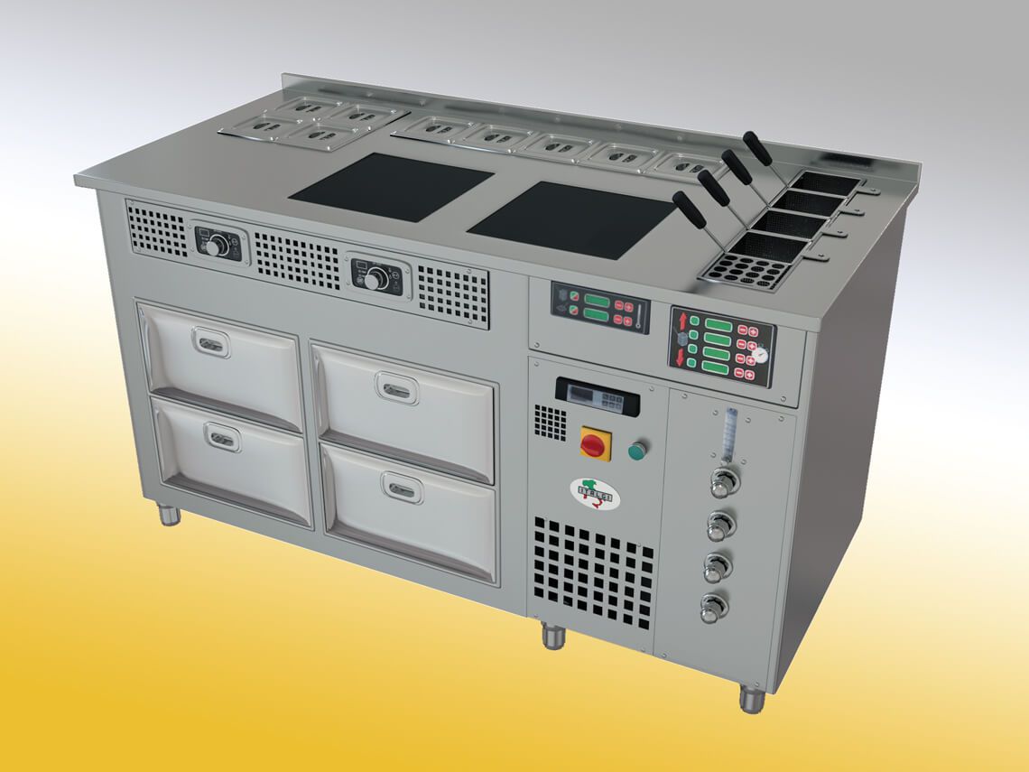 Italgi Nabucco workstation alternate view showing stainless steel construction