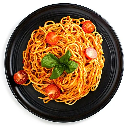 Freshly cooked pasta dish plated from the Italgi Pasta Idea workstation