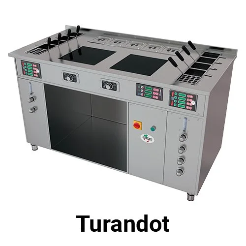 Italgi Pasta Idea Turandot workstation with dual cookers and induction plates